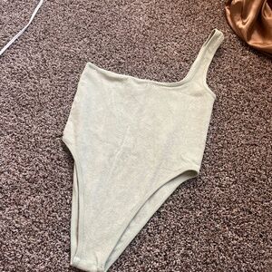 ZARA Limitless Contour One-Shoulder Terrycloth Bodysuit